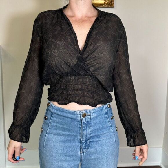 Vintage The Limited Silk 100% Silk Longsleeve Sheer Top Size L - Picture 1 of 3